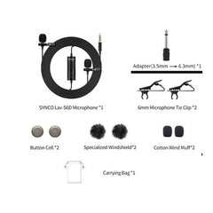 Synco Lav-S6D Microfono Doppio Lavalier Cavo 6mt